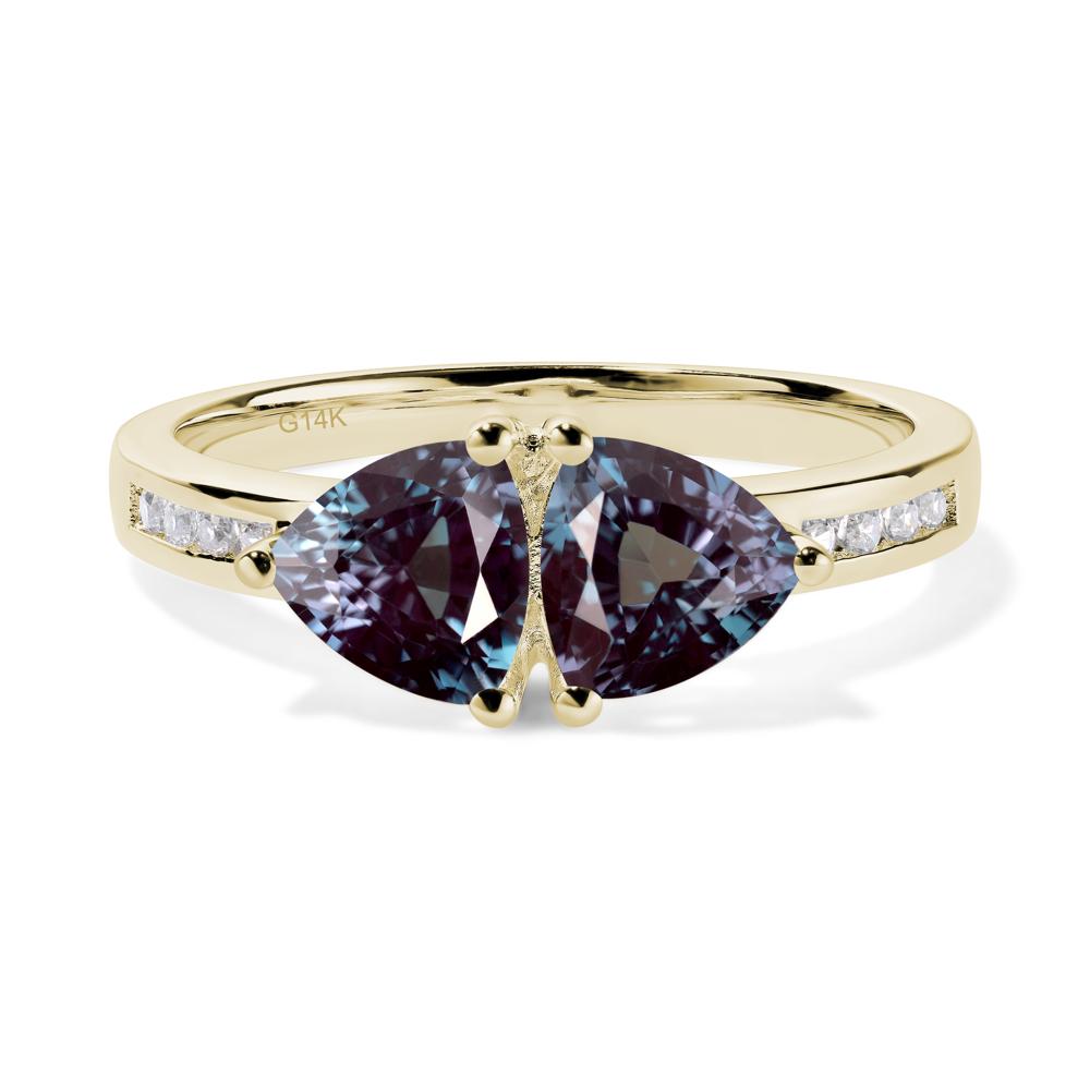 Trillion Cut Two Stone Alexandrite Ring - LUO Jewelry #metal_14k yellow gold