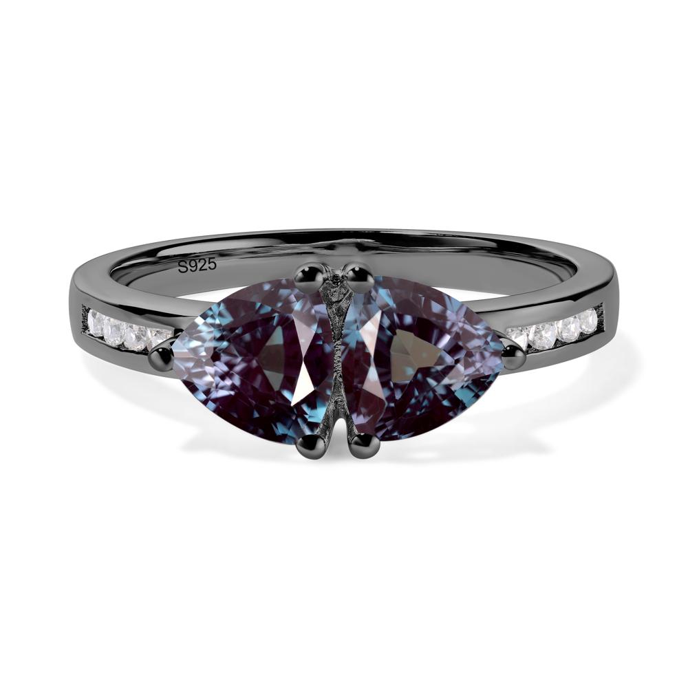Trillion Cut Two Stone Alexandrite Ring - LUO Jewelry #metal_black finish sterling silver