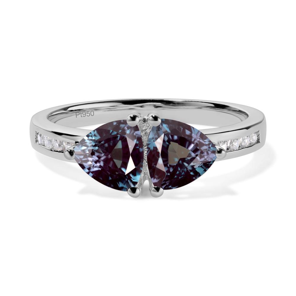 Trillion Cut Two Stone Alexandrite Ring - LUO Jewelry #metal_platinum
