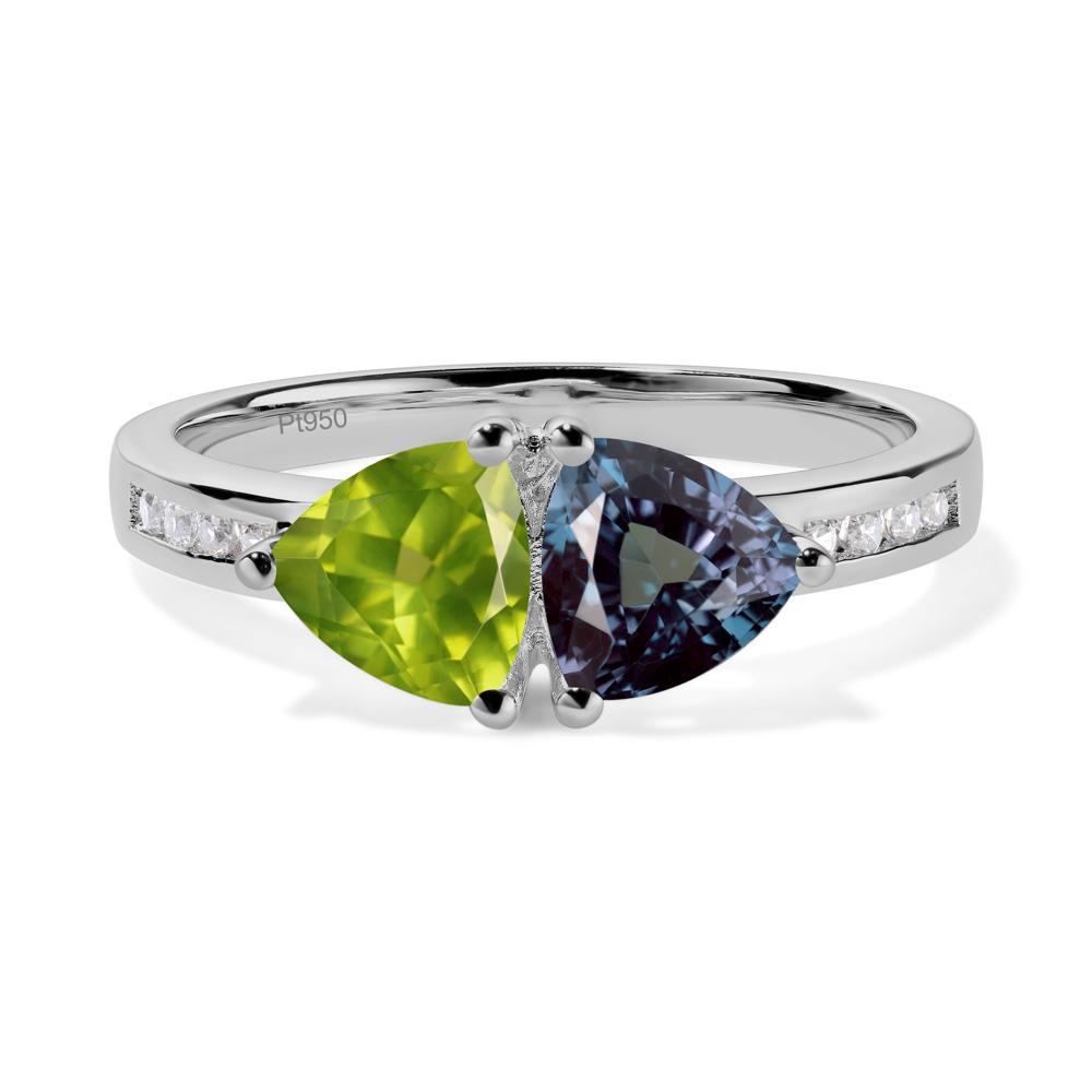 Trillion Cut Alexandrite and Peridot Ring - LUO Jewelry #metal_platinum
