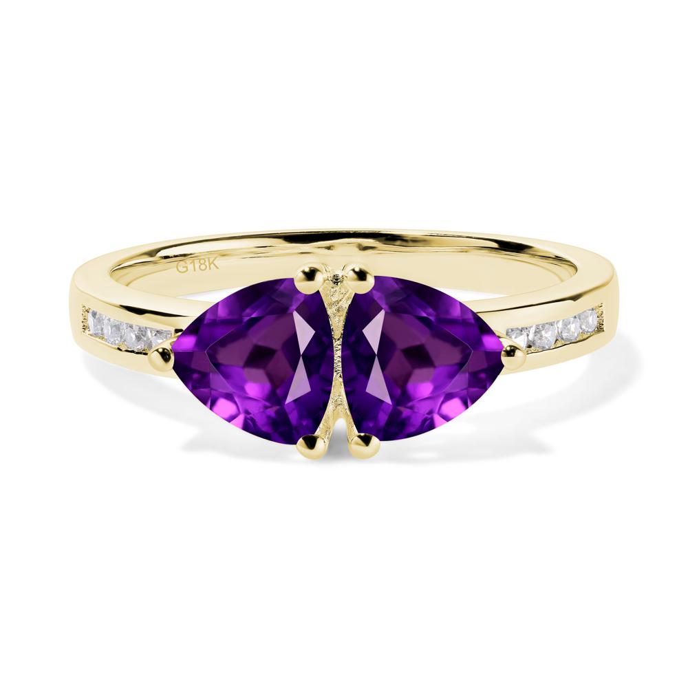 Trillion Cut Two Stone Amethyst Ring - LUO Jewelry #metal_18k yellow gold