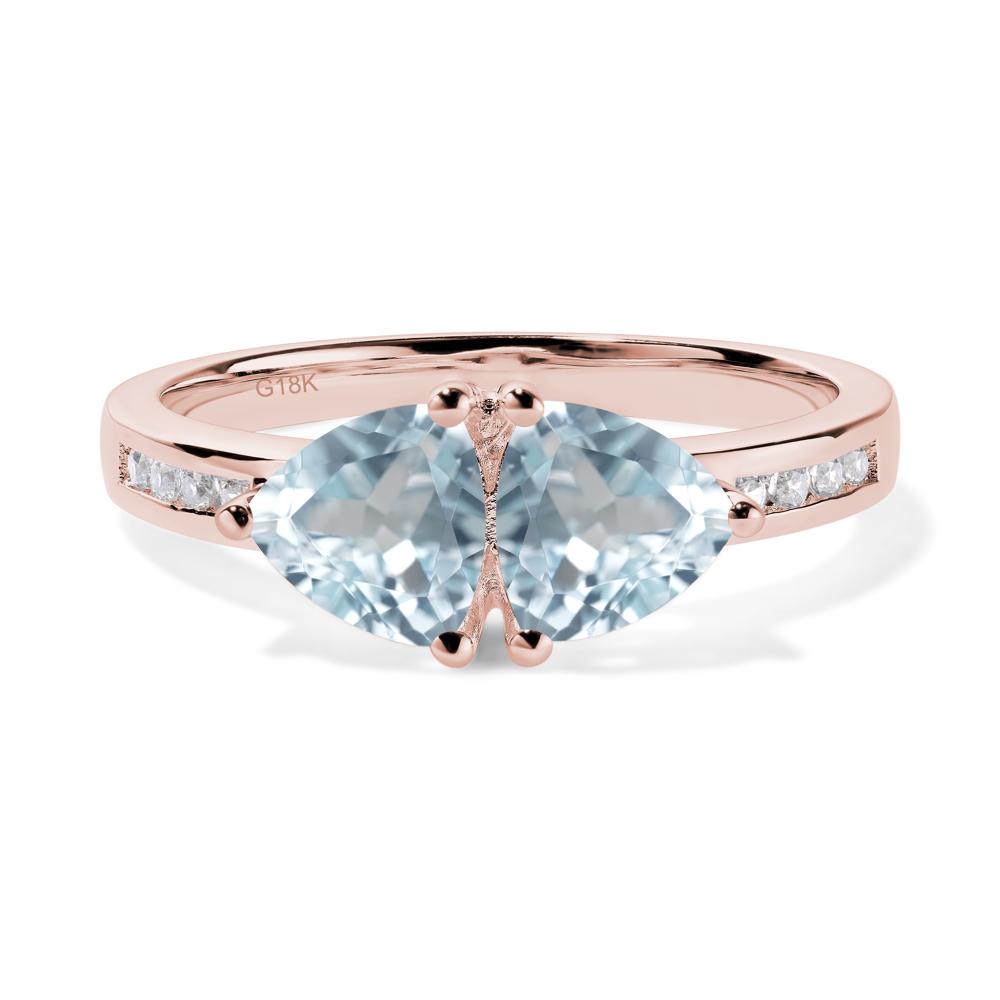 Trillion Cut Two Stone Aquamarine Ring - LUO Jewelry #metal_18k rose gold