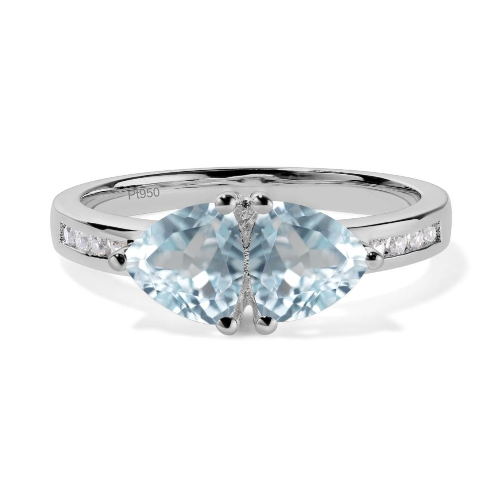 Trillion Cut Two Stone Aquamarine Ring - LUO Jewelry #metal_platinum
