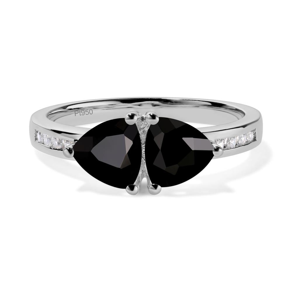 Trillion Cut Two Stone Black Spinel Ring - LUO Jewelry #metal_platinum