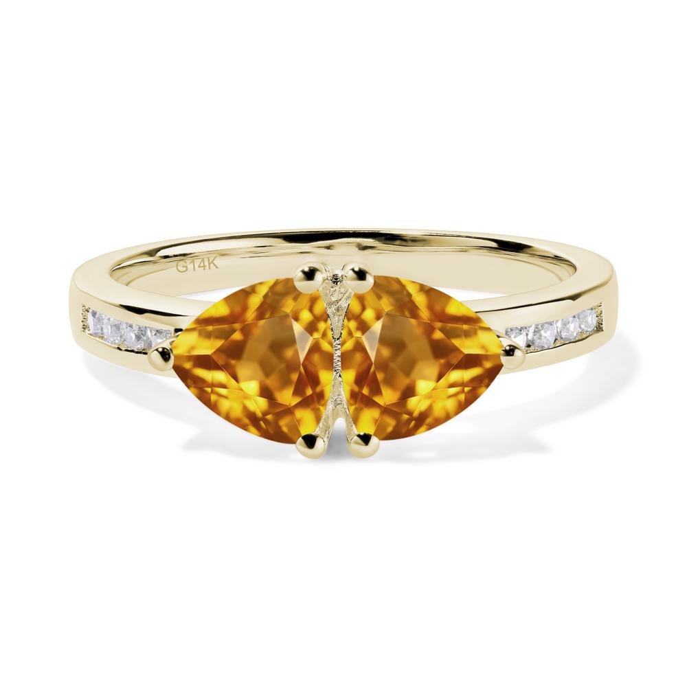 Trillion Cut Two Stone Citrine Ring - LUO Jewelry #metal_14k yellow gold