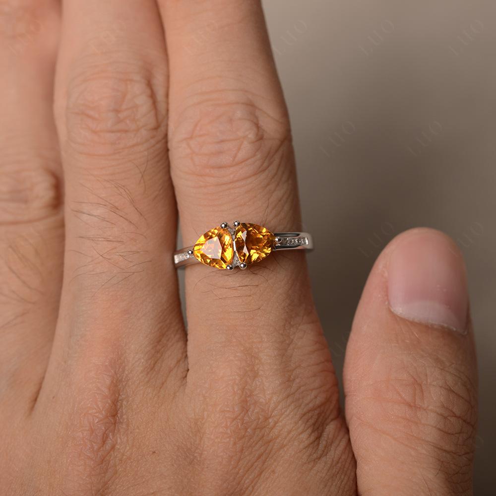 Trillion Cut Two Stone Citrine Ring - LUO Jewelry 