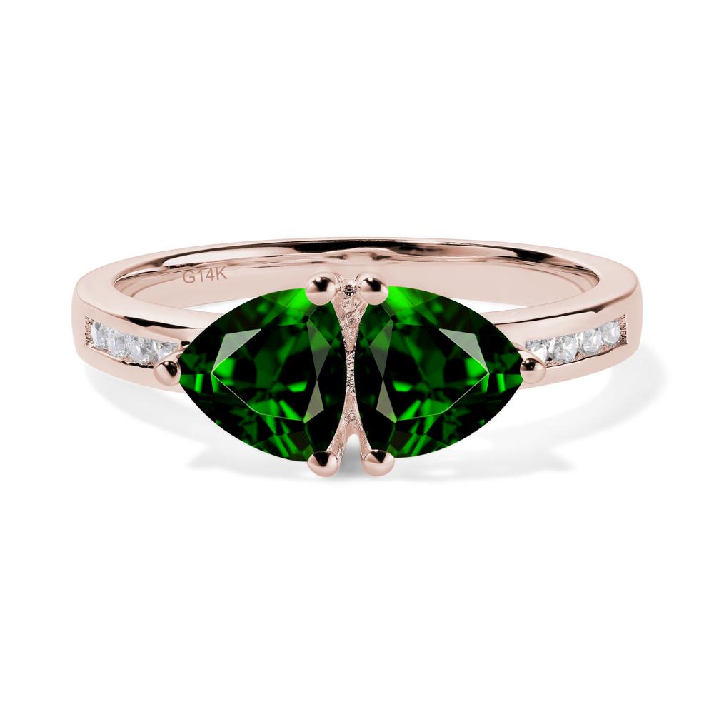 Trillion Cut Two Stone Diopside Ring - LUO Jewelry #metal_14k rose gold