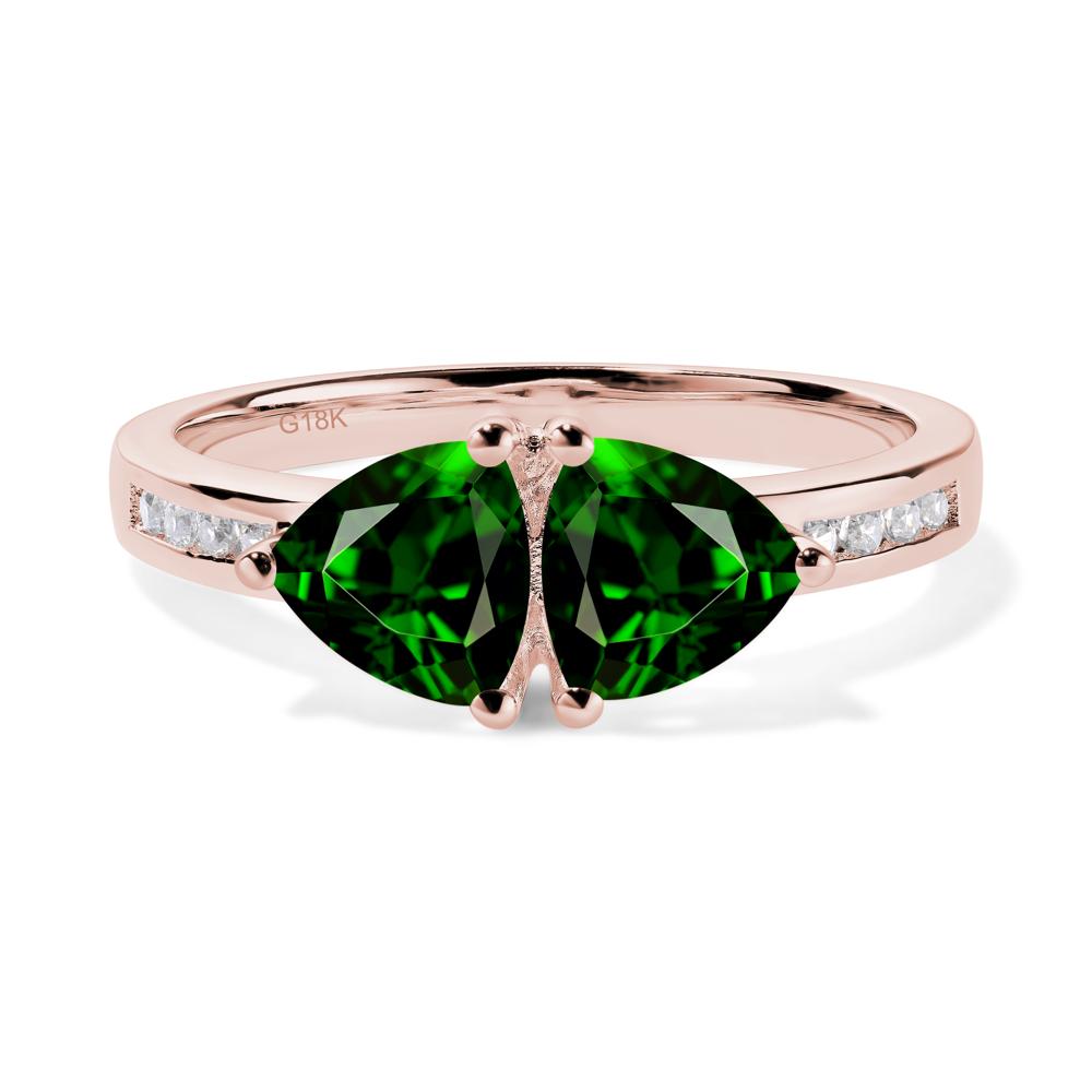 Trillion Cut Two Stone Diopside Ring - LUO Jewelry #metal_18k rose gold