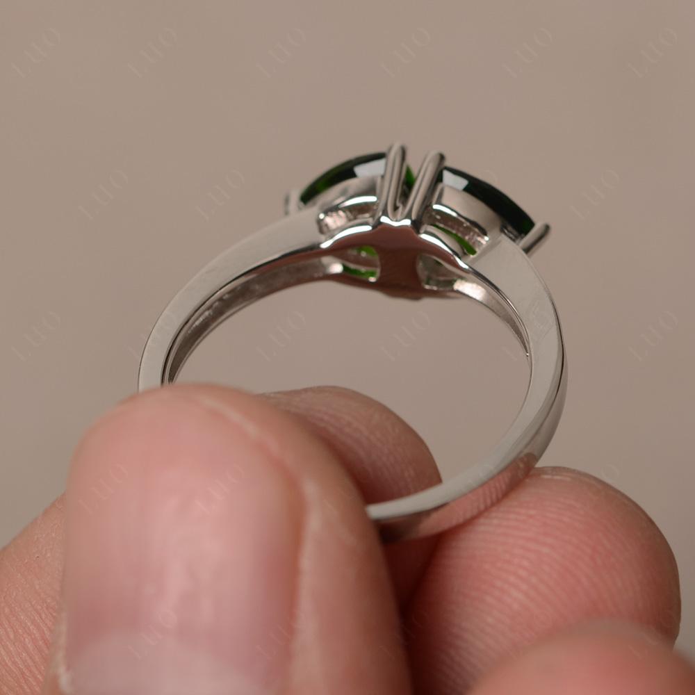 Trillion Cut Two Stone Diopside Ring - LUO Jewelry 