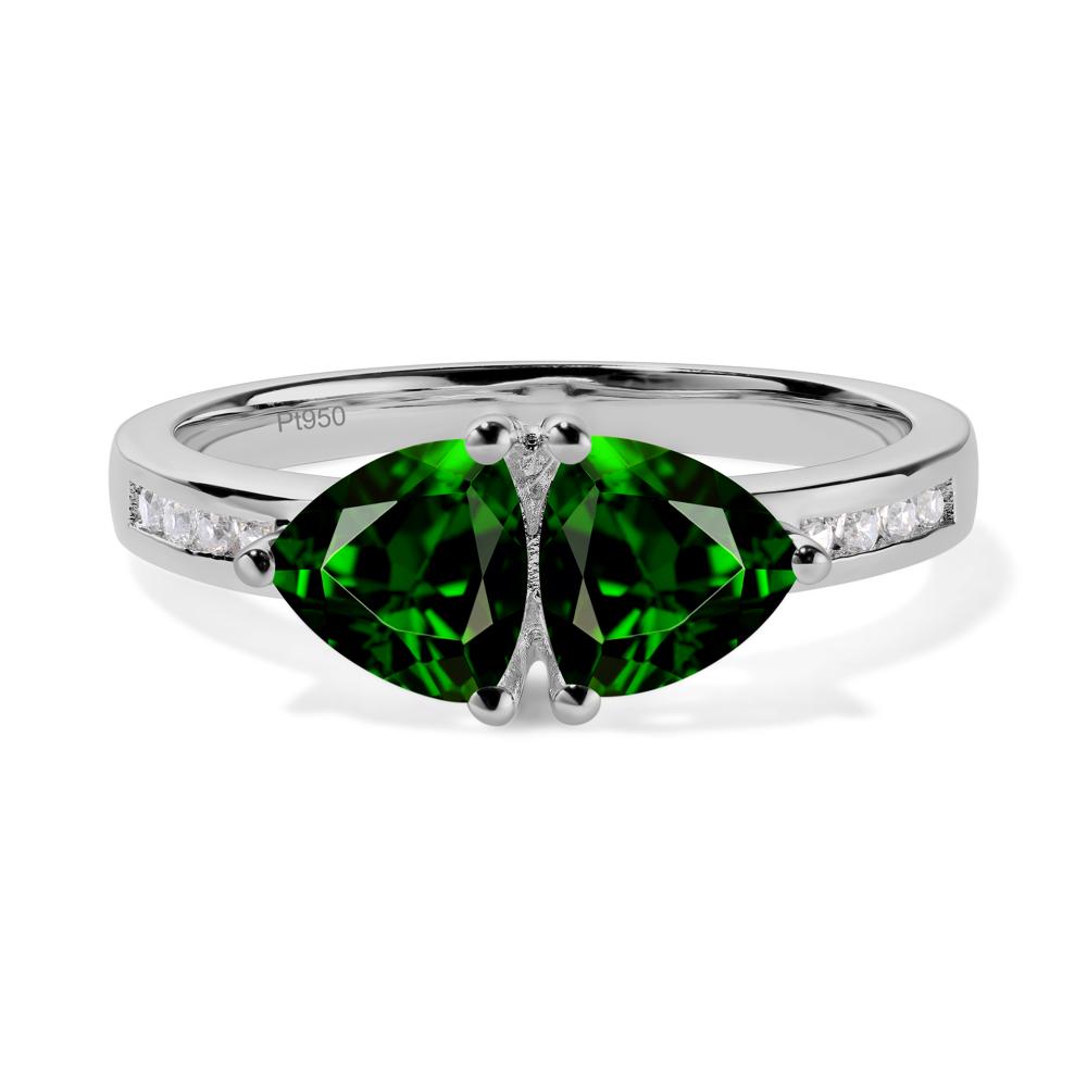Trillion Cut Two Stone Diopside Ring - LUO Jewelry #metal_platinum