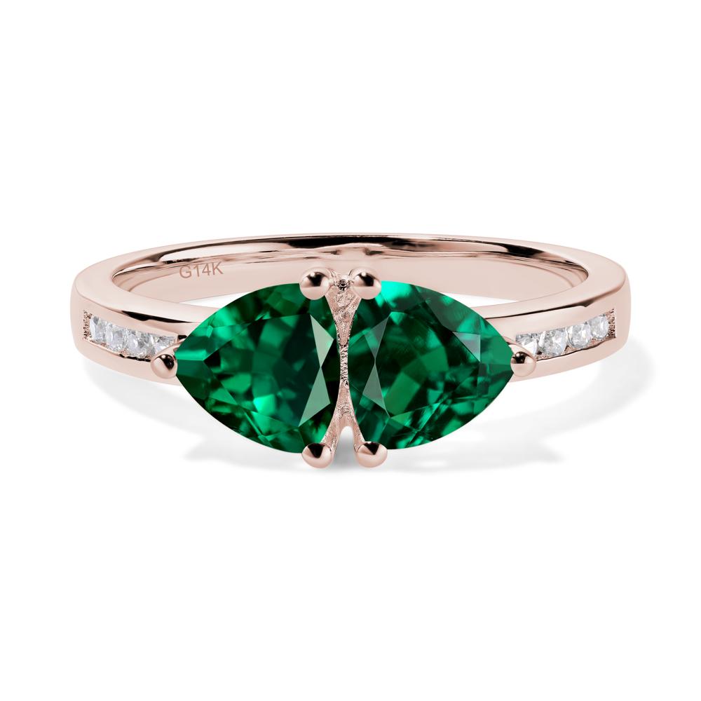 Trillion Cut Two Stone Emerald Ring - LUO Jewelry #metal_14k rose gold