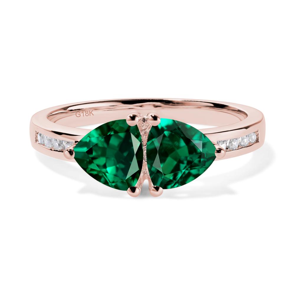 Trillion Cut Two Stone Emerald Ring - LUO Jewelry #metal_18k rose gold