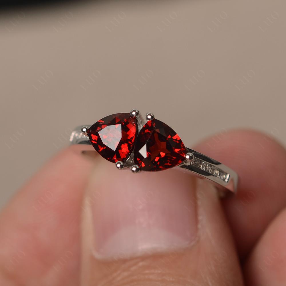 Trillion Cut Two Stone Garnet Ring - LUO Jewelry 