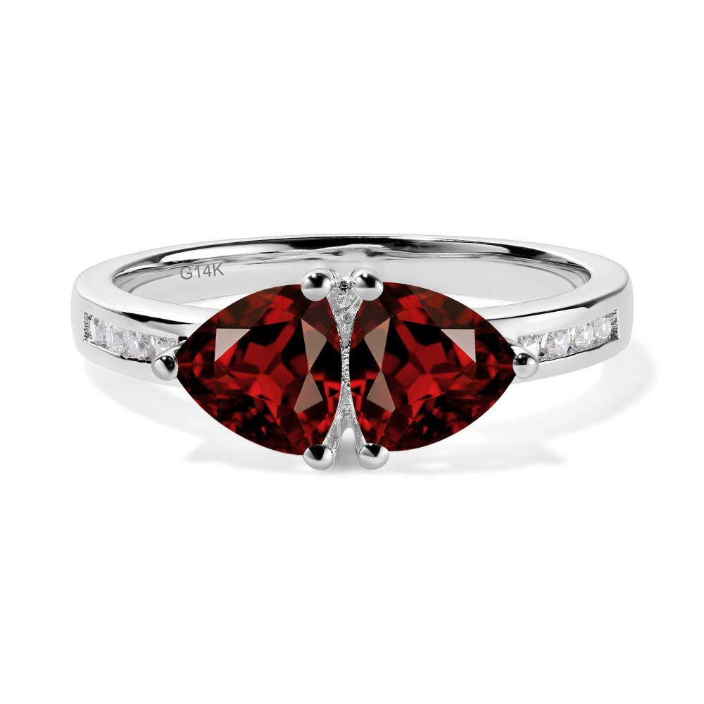 Trillion Cut Two Stone Garnet Ring - LUO Jewelry #metal_14k white gold
