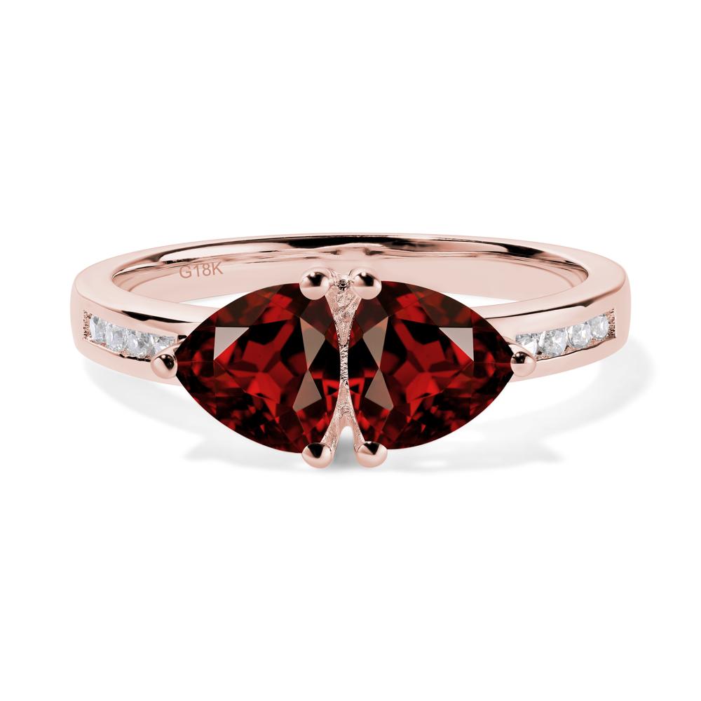 Trillion Cut Two Stone Garnet Ring - LUO Jewelry #metal_18k rose gold