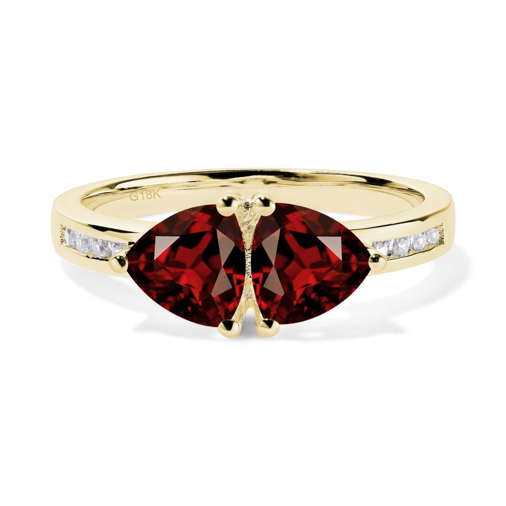 Trillion Cut Two Stone Garnet Ring - LUO Jewelry #metal_18k yellow gold