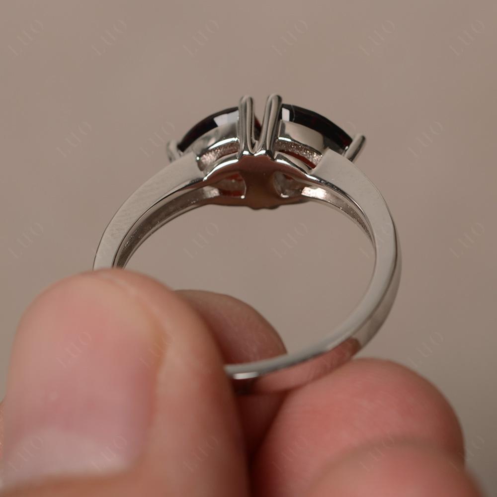 Trillion Cut Two Stone Garnet Ring - LUO Jewelry 