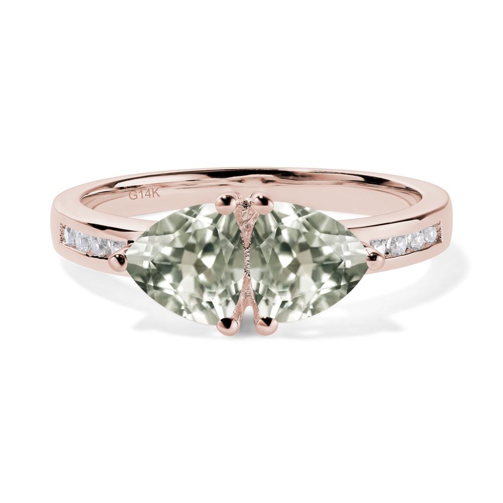 Trillion Cut Two Stone Green Amethyst Ring - LUO Jewelry #metal_14k rose gold