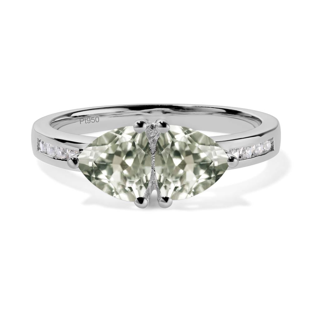 Trillion Cut Two Stone Green Amethyst Ring - LUO Jewelry #metal_platinum
