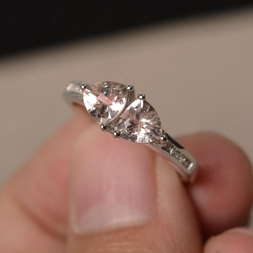 Trillion Cut Two Stone Morganite Ring - LUO Jewelry 