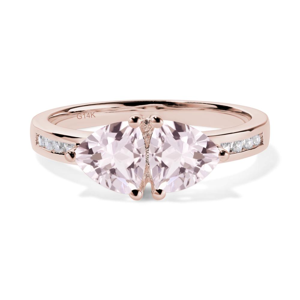 Trillion Cut Two Stone Morganite Ring - LUO Jewelry #metal_14k rose gold