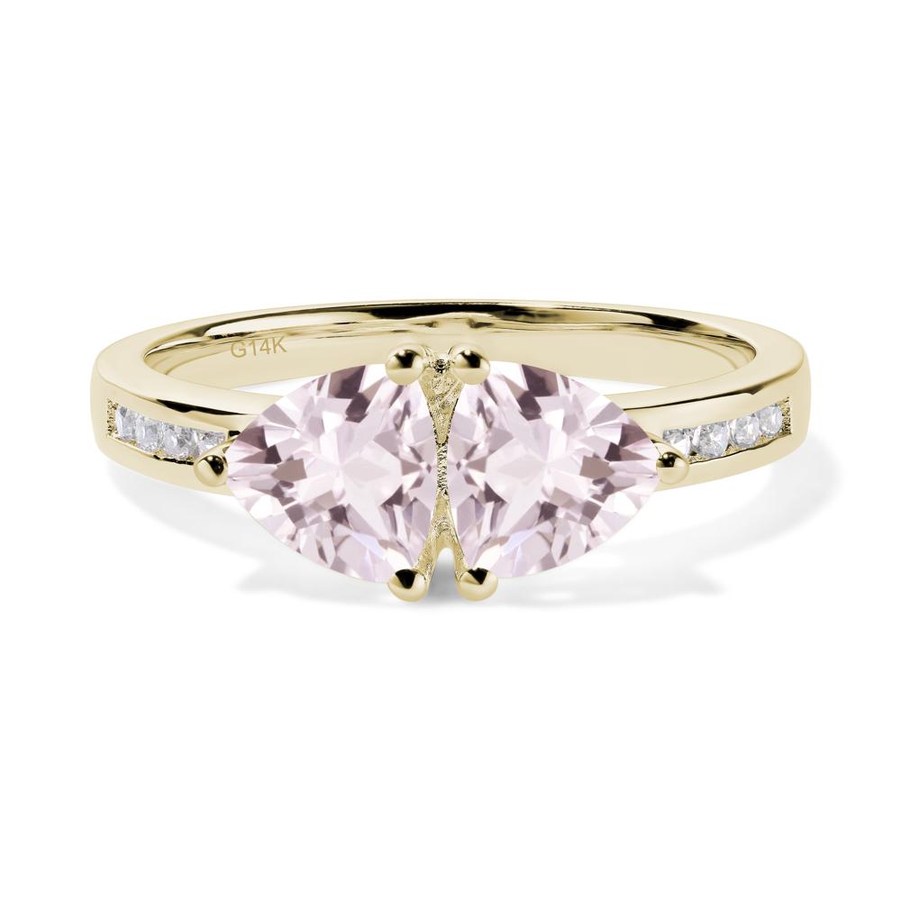 Trillion Cut Two Stone Morganite Ring - LUO Jewelry #metal_14k yellow gold