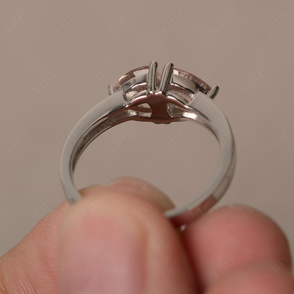 Trillion Cut Two Stone Morganite Ring - LUO Jewelry 