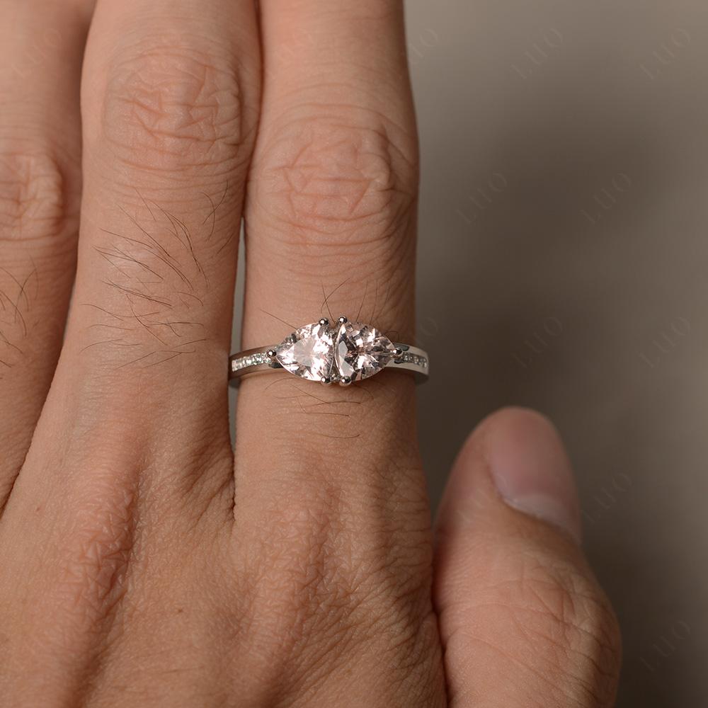 Trillion Cut Two Stone Morganite Ring - LUO Jewelry 