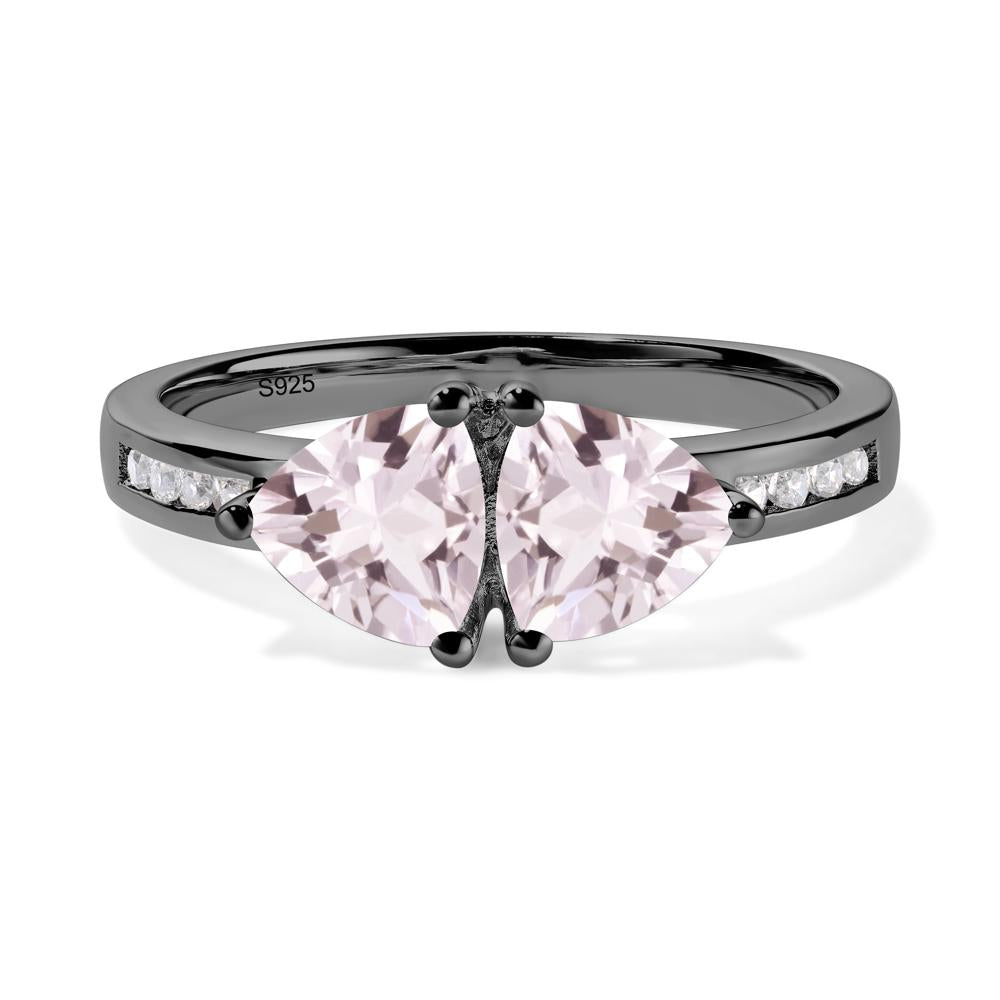 Trillion Cut Two Stone Morganite Ring - LUO Jewelry #metal_black finish sterling silver