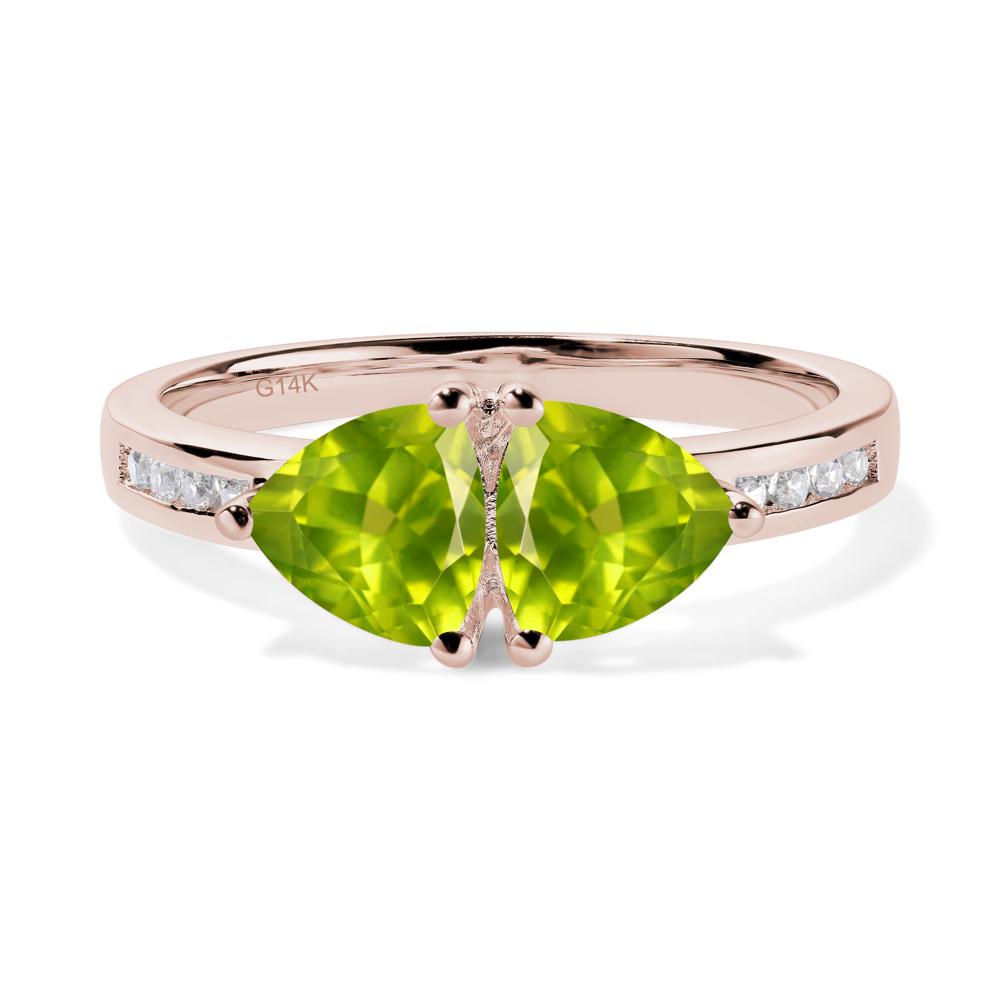 Trillion Cut Two Stone Peridot Ring - LUO Jewelry #metal_14k rose gold