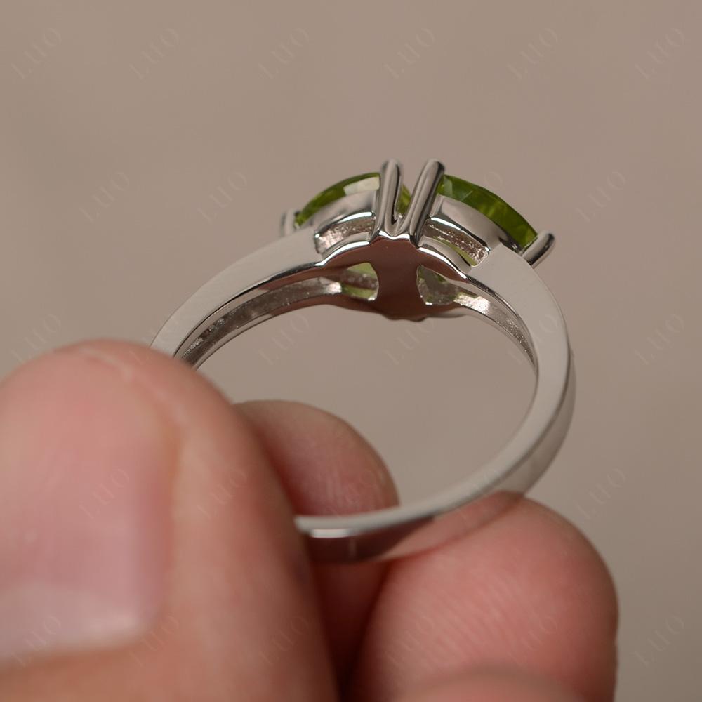 Trillion Cut Two Stone Peridot Ring - LUO Jewelry 