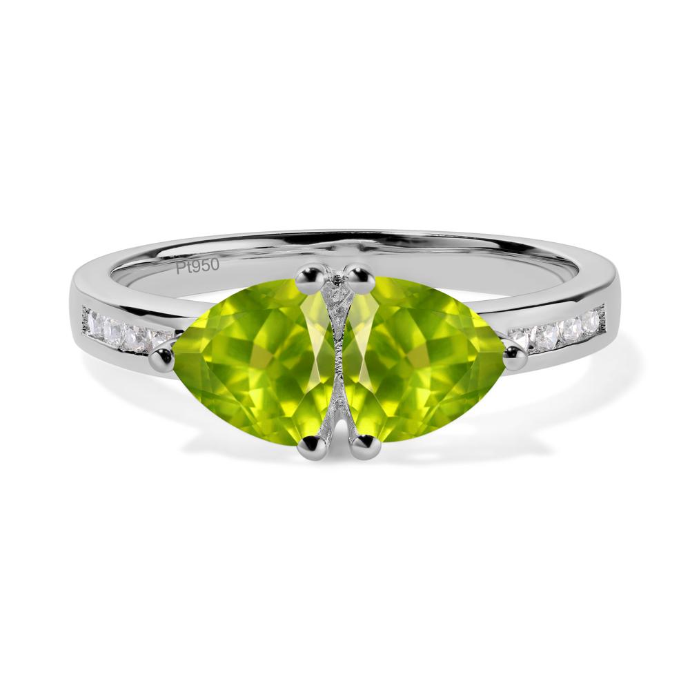 Trillion Cut Two Stone Peridot Ring - LUO Jewelry #metal_platinum