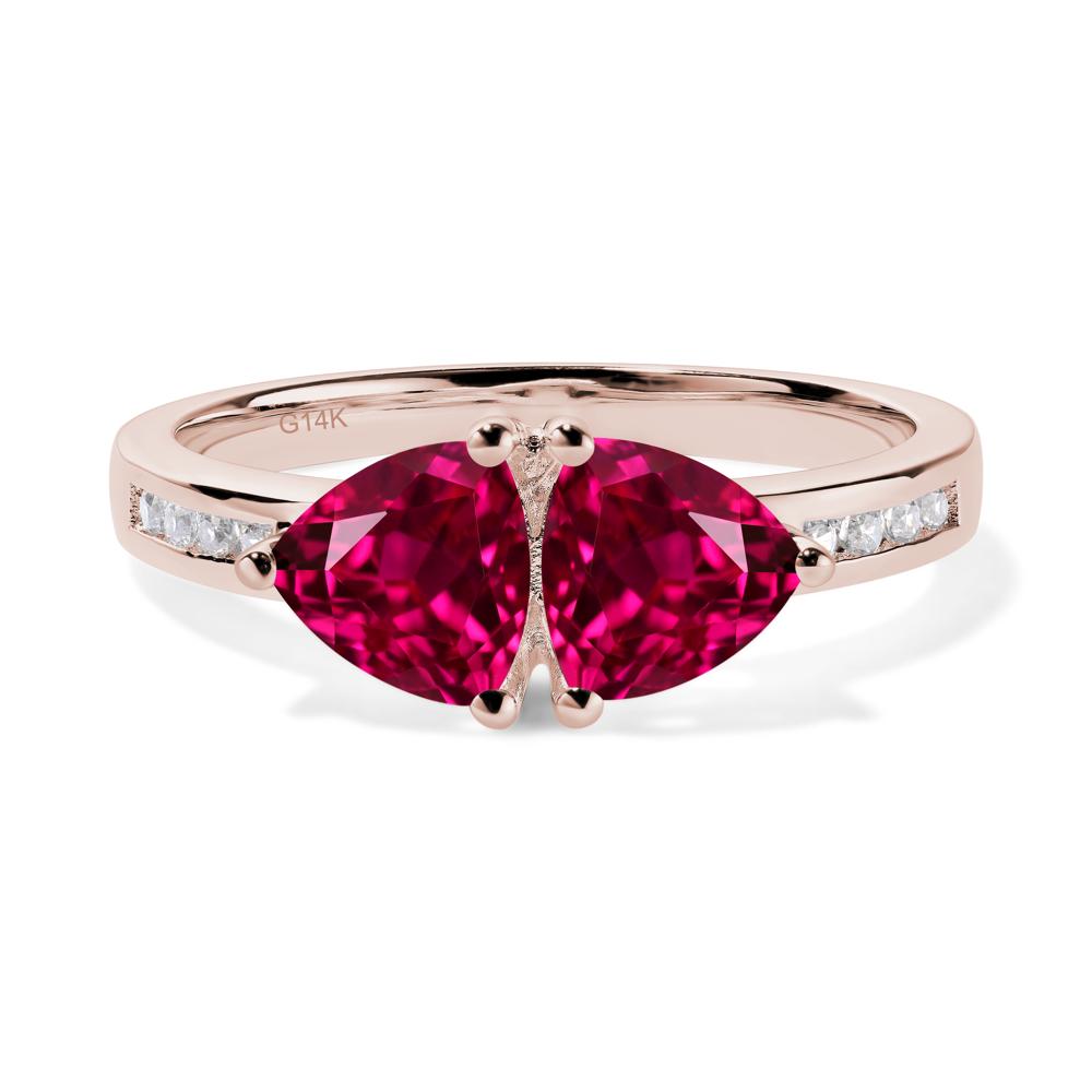 Rocks Off Ruby Rings Trillion Cut Two Stone Ruby Ring | LUO