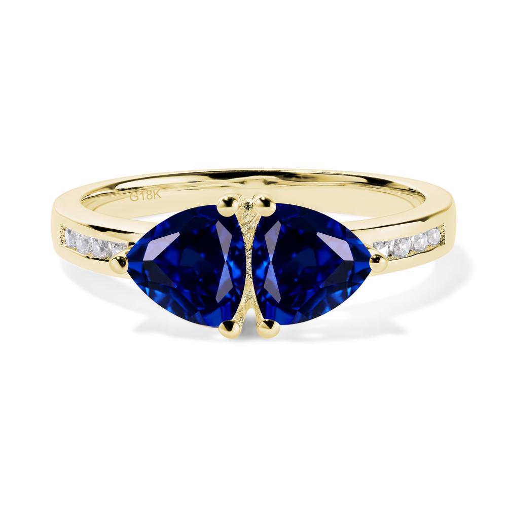 Trillion Cut Two Stone Sapphire Ring - LUO Jewelry #metal_18k yellow gold