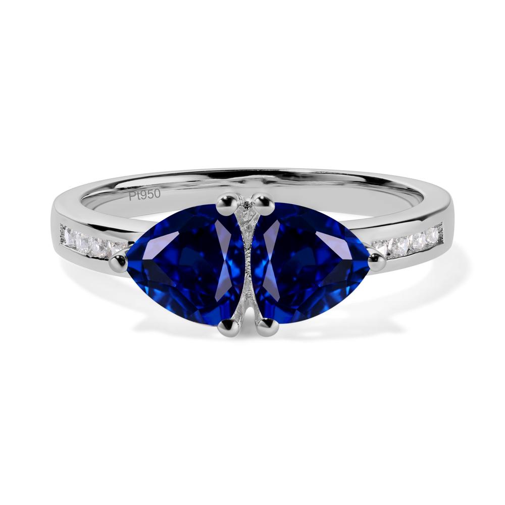 Trillion Cut Two Stone Sapphire Ring - LUO Jewelry #metal_platinum