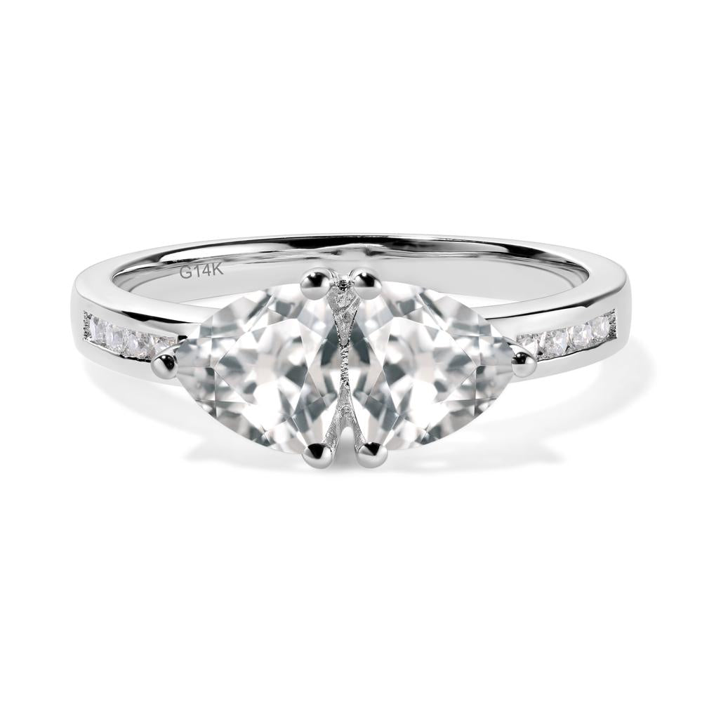 Trillion Cut Two Stone White Topaz Ring - LUO Jewelry #metal_14k white gold
