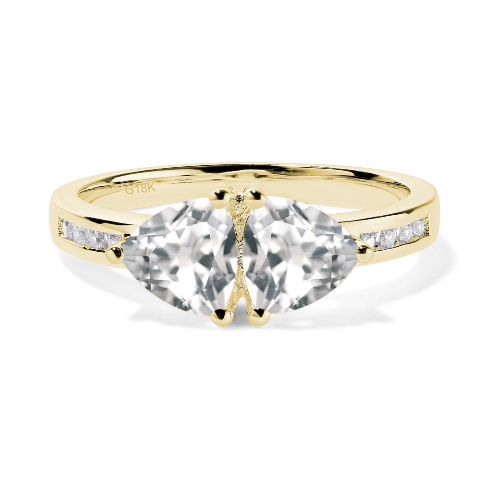 Trillion Cut Two Stone White Topaz Ring - LUO Jewelry #metal_18k yellow gold
