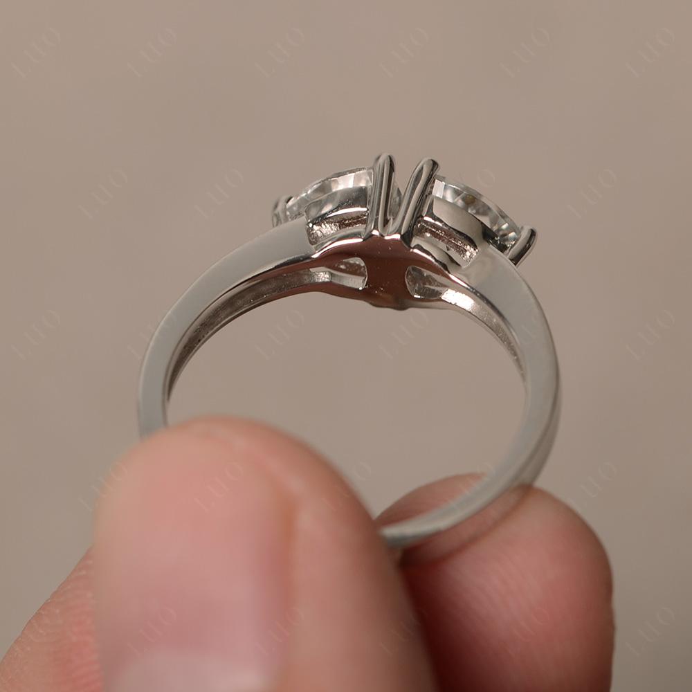 Trillion Cut Two Stone White Topaz Ring - LUO Jewelry 