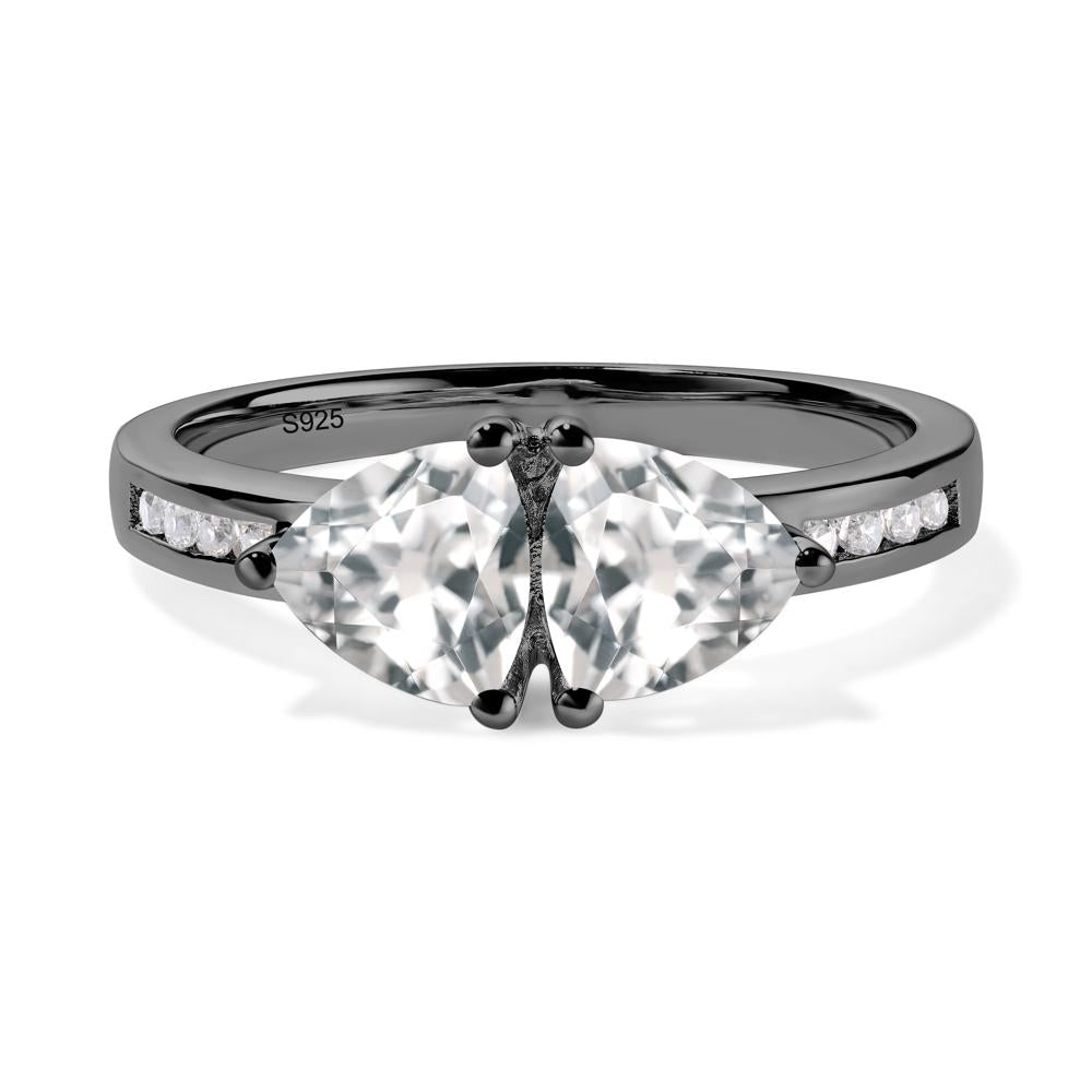 Trillion Cut Two Stone White Topaz Ring - LUO Jewelry #metal_black finish sterling silver