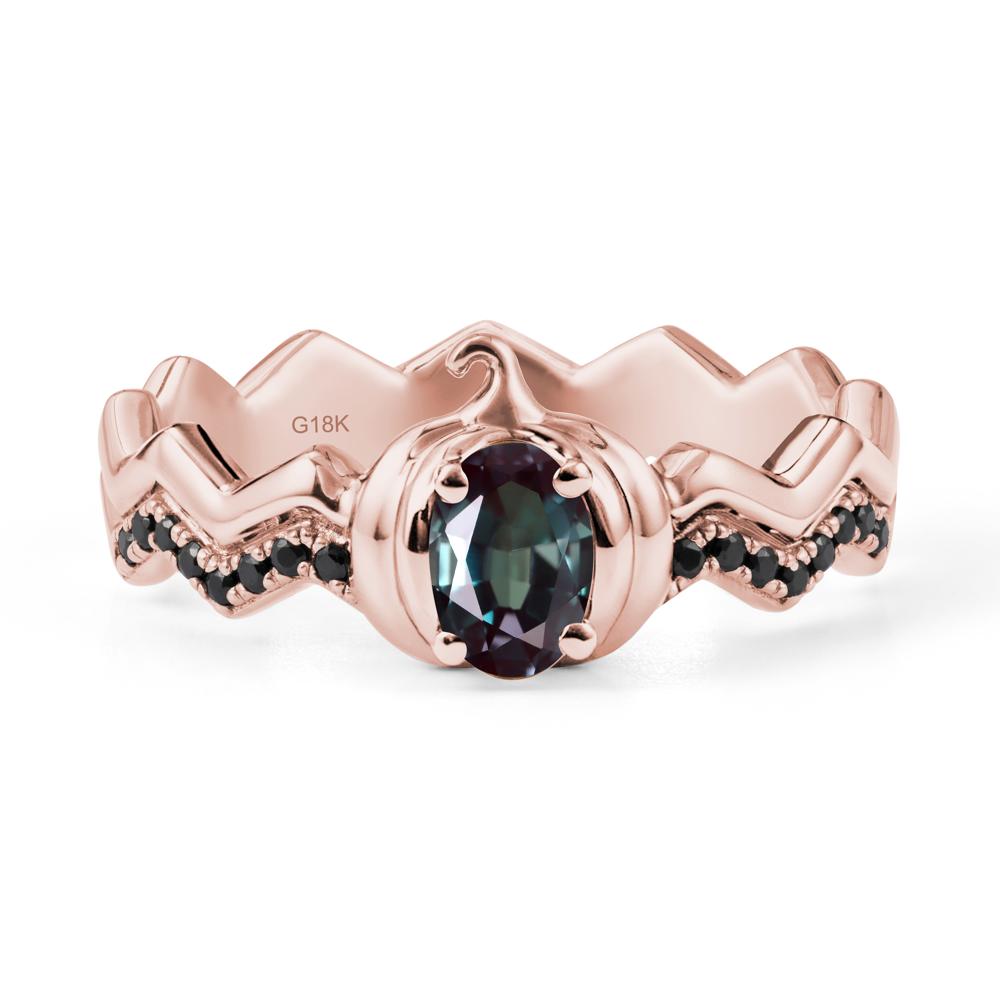 Oval Alexandrite and Black Spinel Pumpkin Ring - LUO Jewelry #metal_18k rose gold