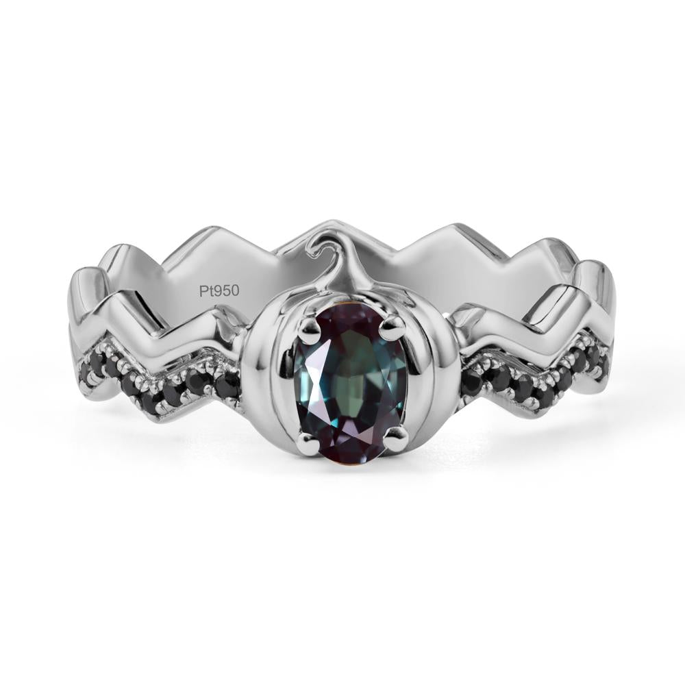 Oval Alexandrite and Black Spinel Pumpkin Ring - LUO Jewelry #metal_platinum