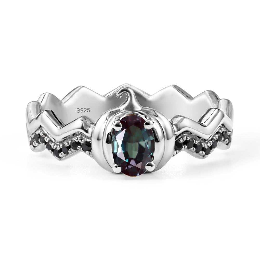 Oval Alexandrite and Black Spinel Pumpkin Ring - LUO Jewelry #metal_sterling silver