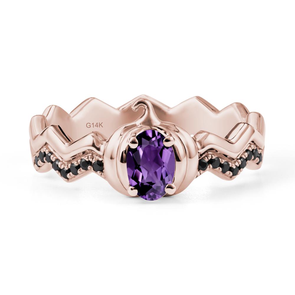 Halloween Pumpkin Amethyst and Black Spinel Ring - LUO Jewelry #metal_14k rose gold