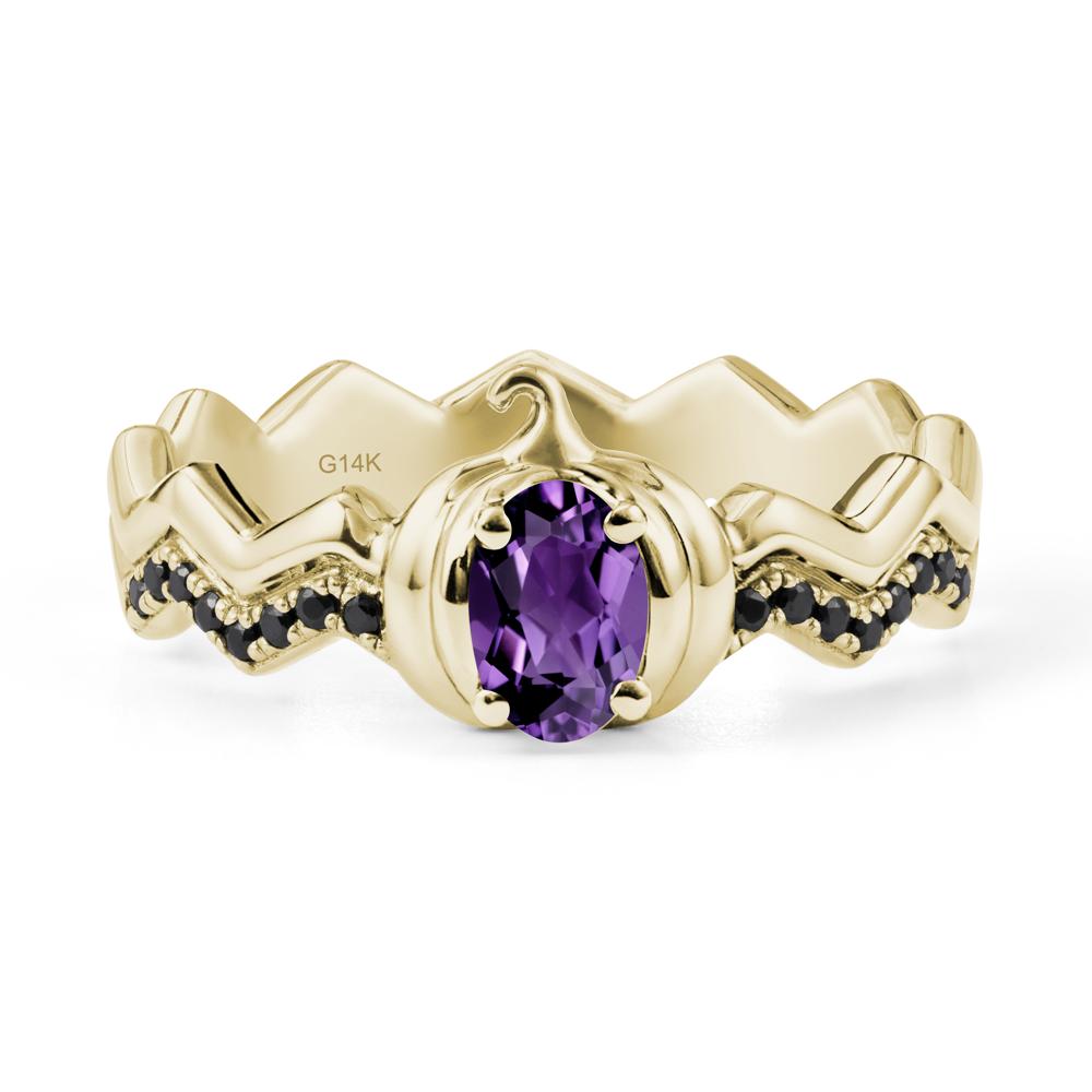 Halloween Pumpkin Amethyst and Black Spinel Ring - LUO Jewelry #metal_14k yellow gold