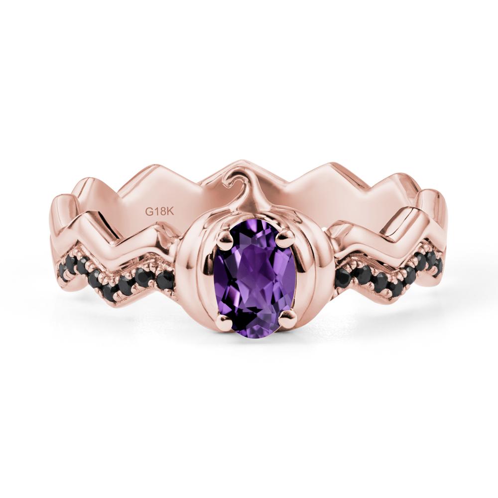 Halloween Pumpkin Amethyst and Black Spinel Ring - LUO Jewelry #metal_18k rose gold