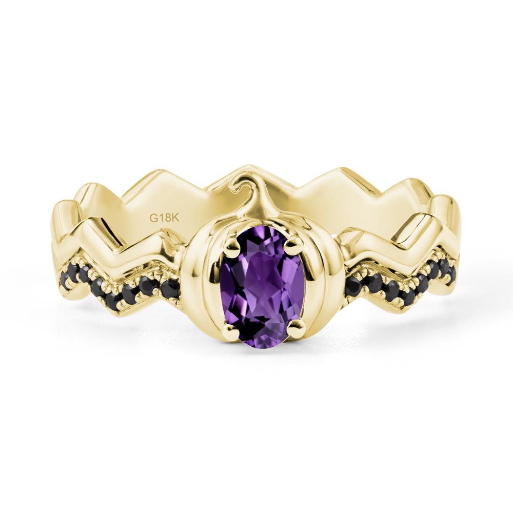 Halloween Pumpkin Amethyst and Black Spinel Ring - LUO Jewelry #metal_18k yellow gold