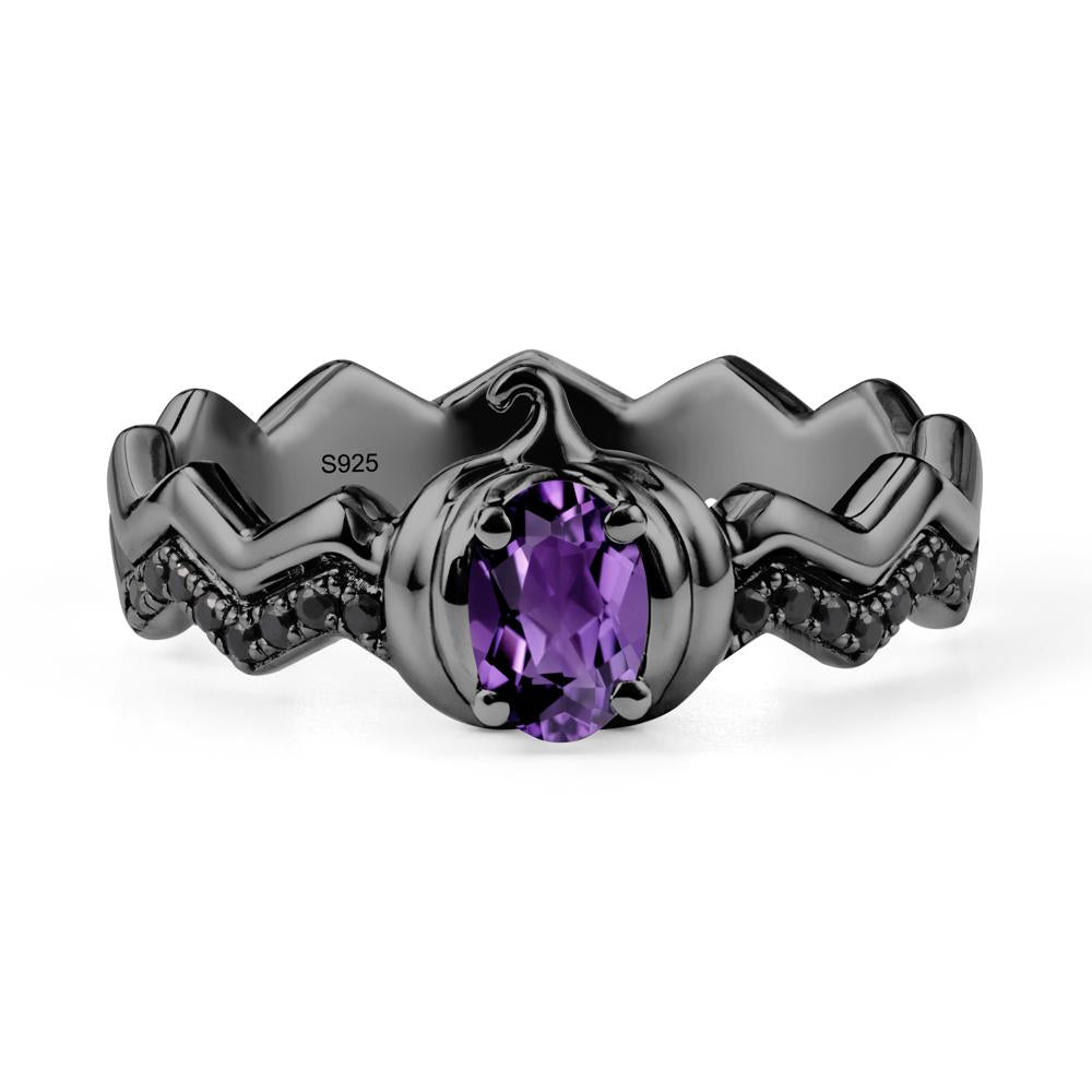 Halloween Pumpkin Amethyst and Black Spinel Ring - LUO Jewelry #metal_black finish sterling silver