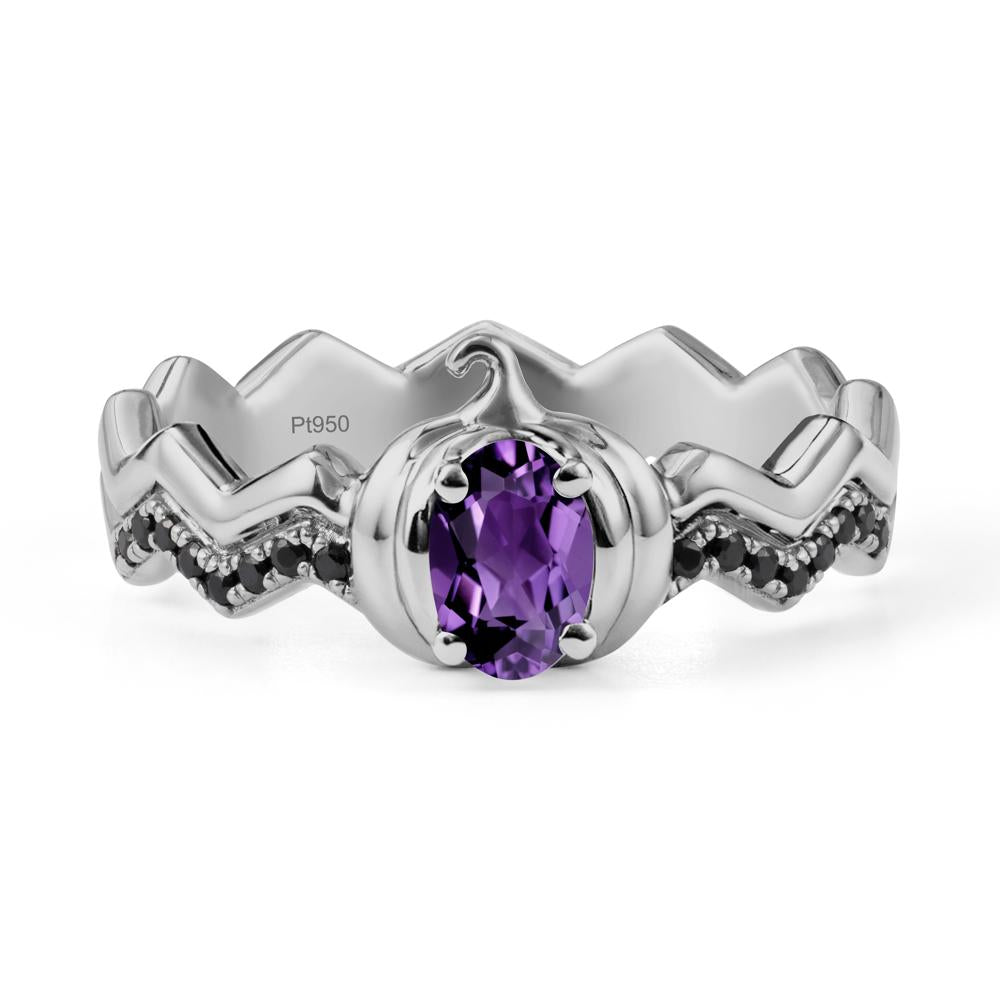 Halloween Pumpkin Amethyst and Black Spinel Ring - LUO Jewelry #metal_platinum