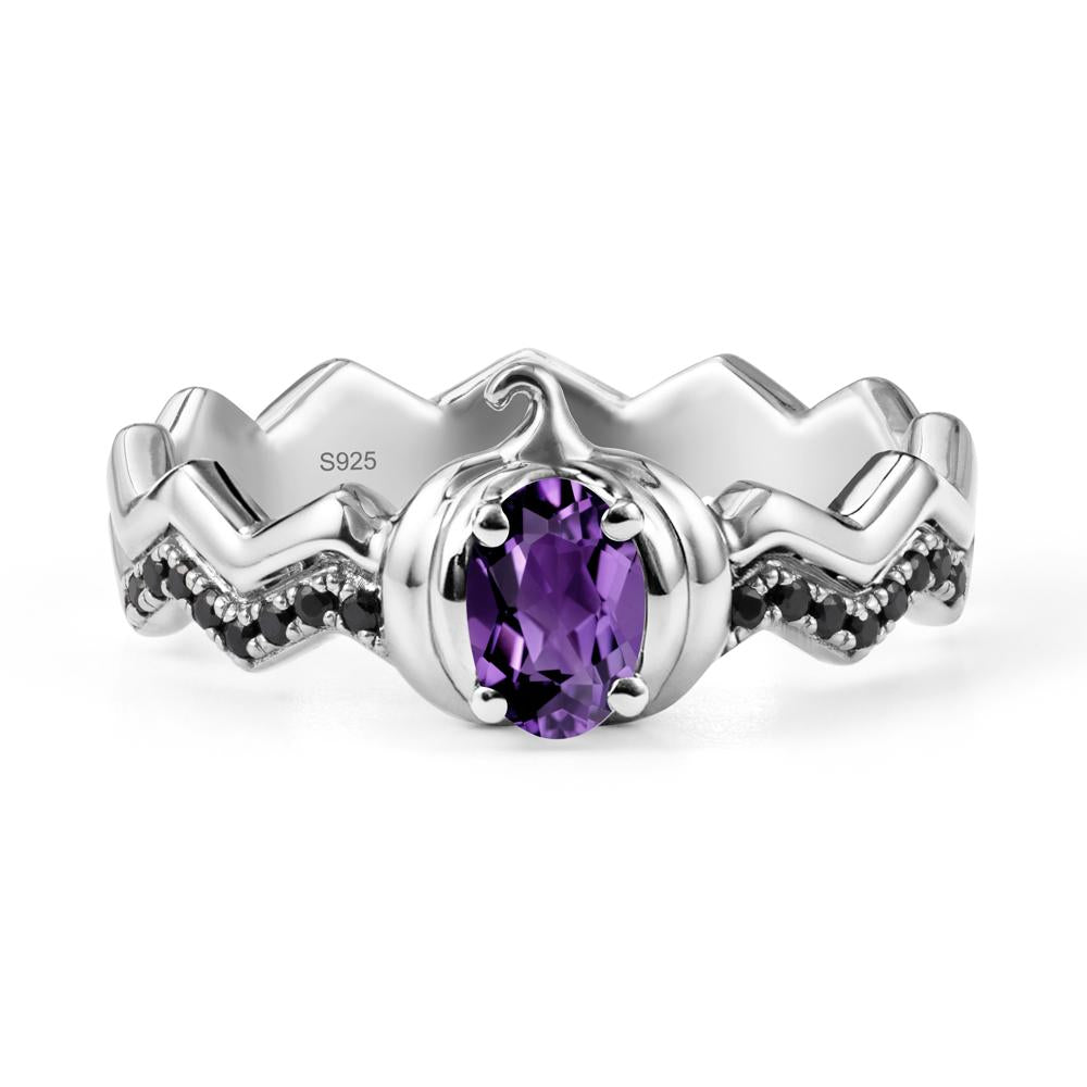Halloween Pumpkin Amethyst and Black Spinel Ring - LUO Jewelry #metal_sterling silver
