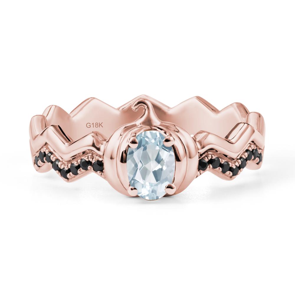 Oval Aquamarine and Black Spinel Pumpkin Ring - LUO Jewelry #metal_18k rose gold